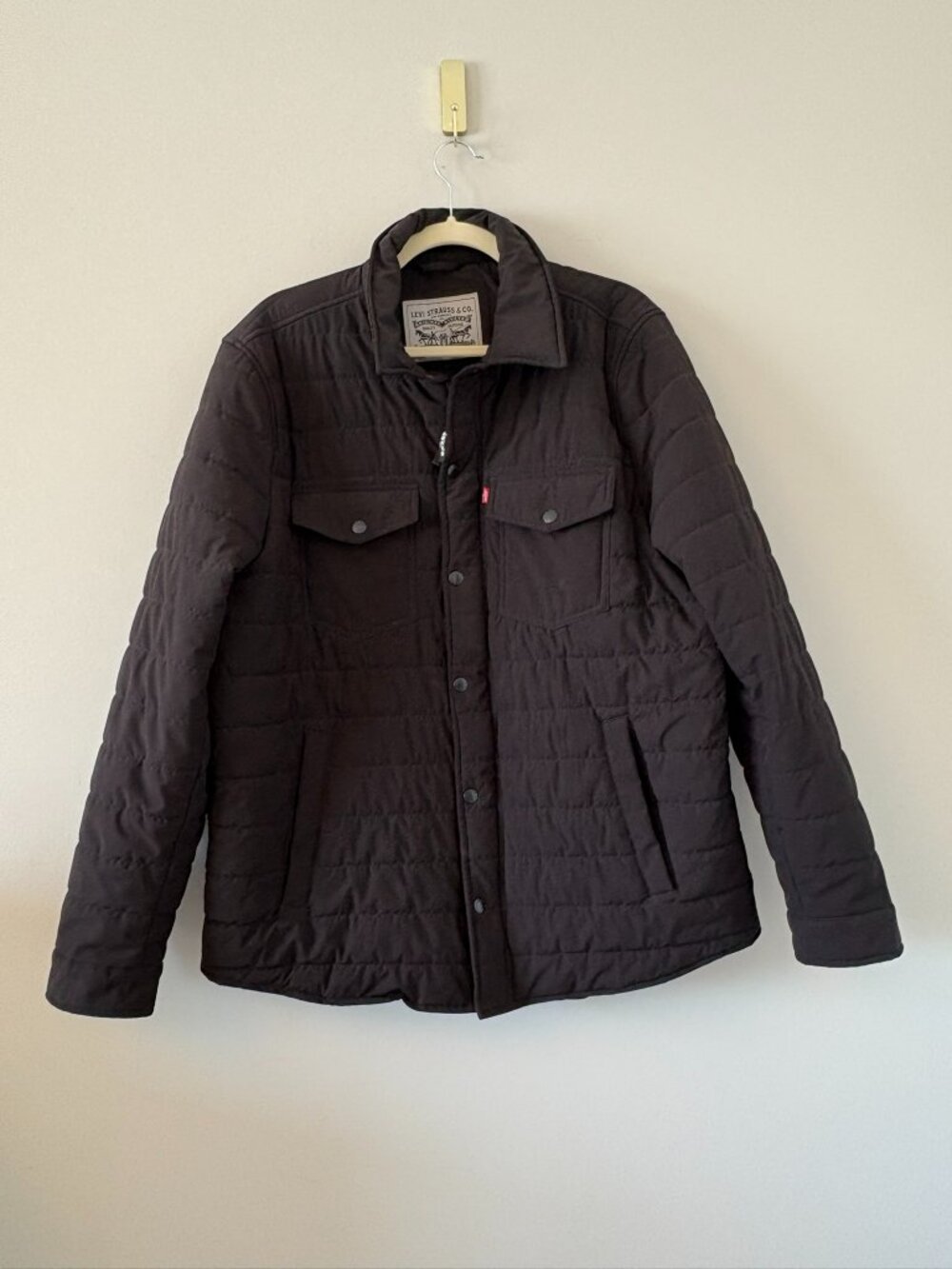 Levi’s Quilted Stretch Bomber Shirt Jacket – Black – Large